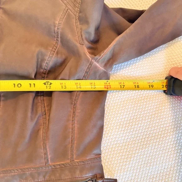 HEI HEI Anthropologie Dara Vegan Leather Moto Jacket Chocolate Brown - Picture 13 of 16